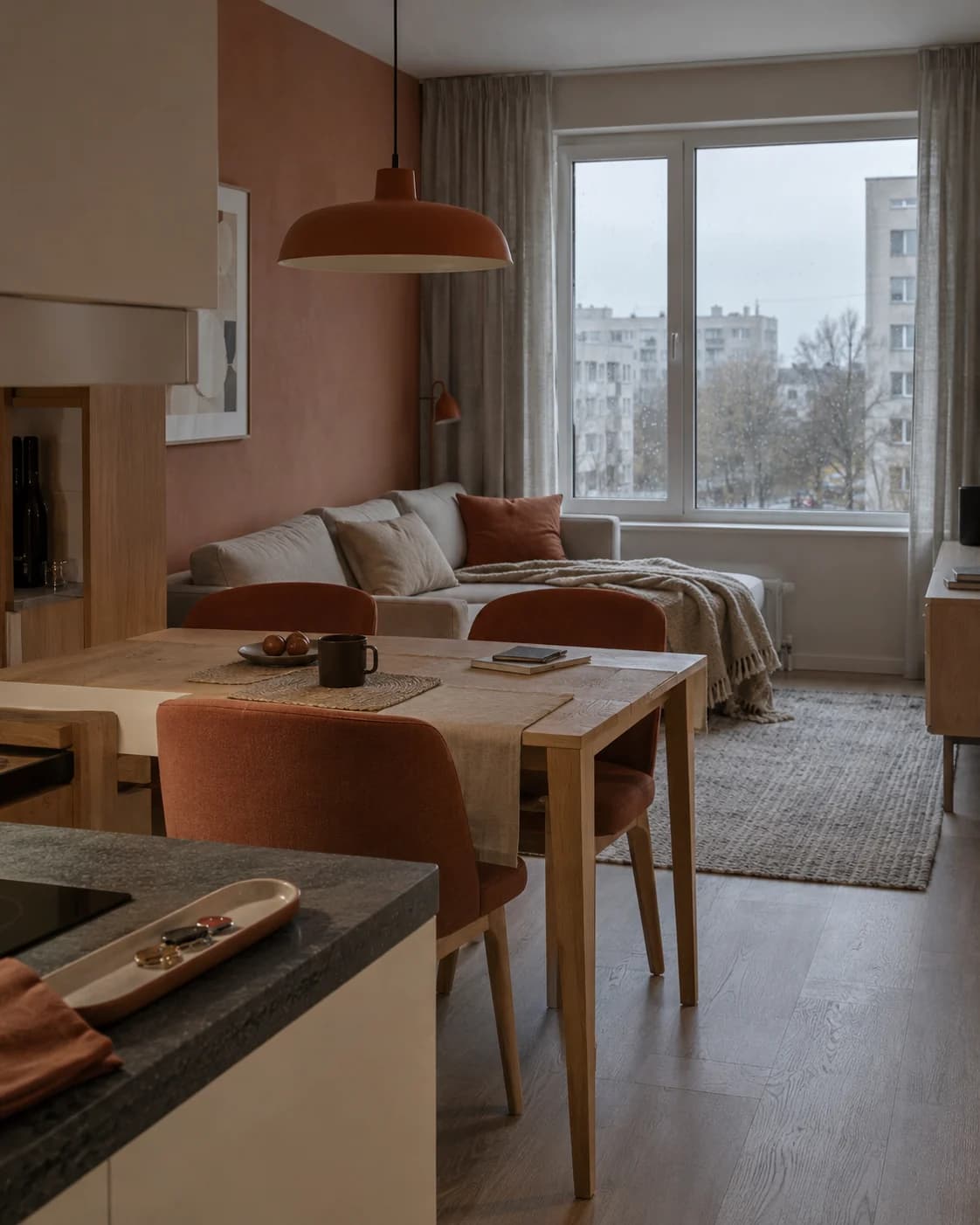 Интерьер кухни и гостиной Интерьер кухни и гостиной